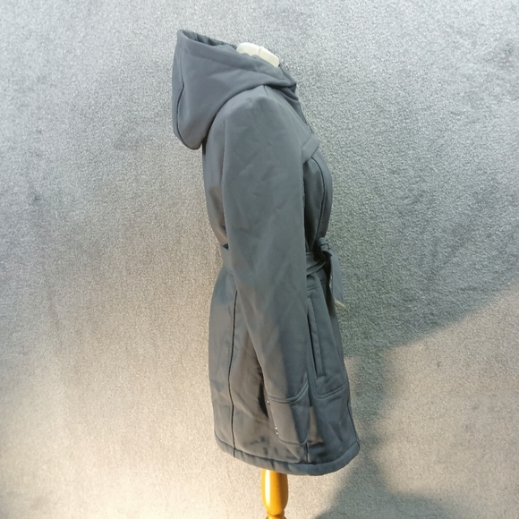 MICHAEL KORS SILVER GREY COAT PREMIUM TIE BELTED LONGLINE RAINCOAT THICK UK L - Picture 3 of 6